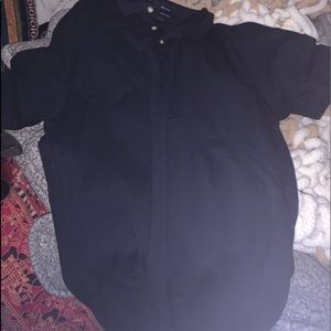 men’s navy blue shirt sleeve shirt